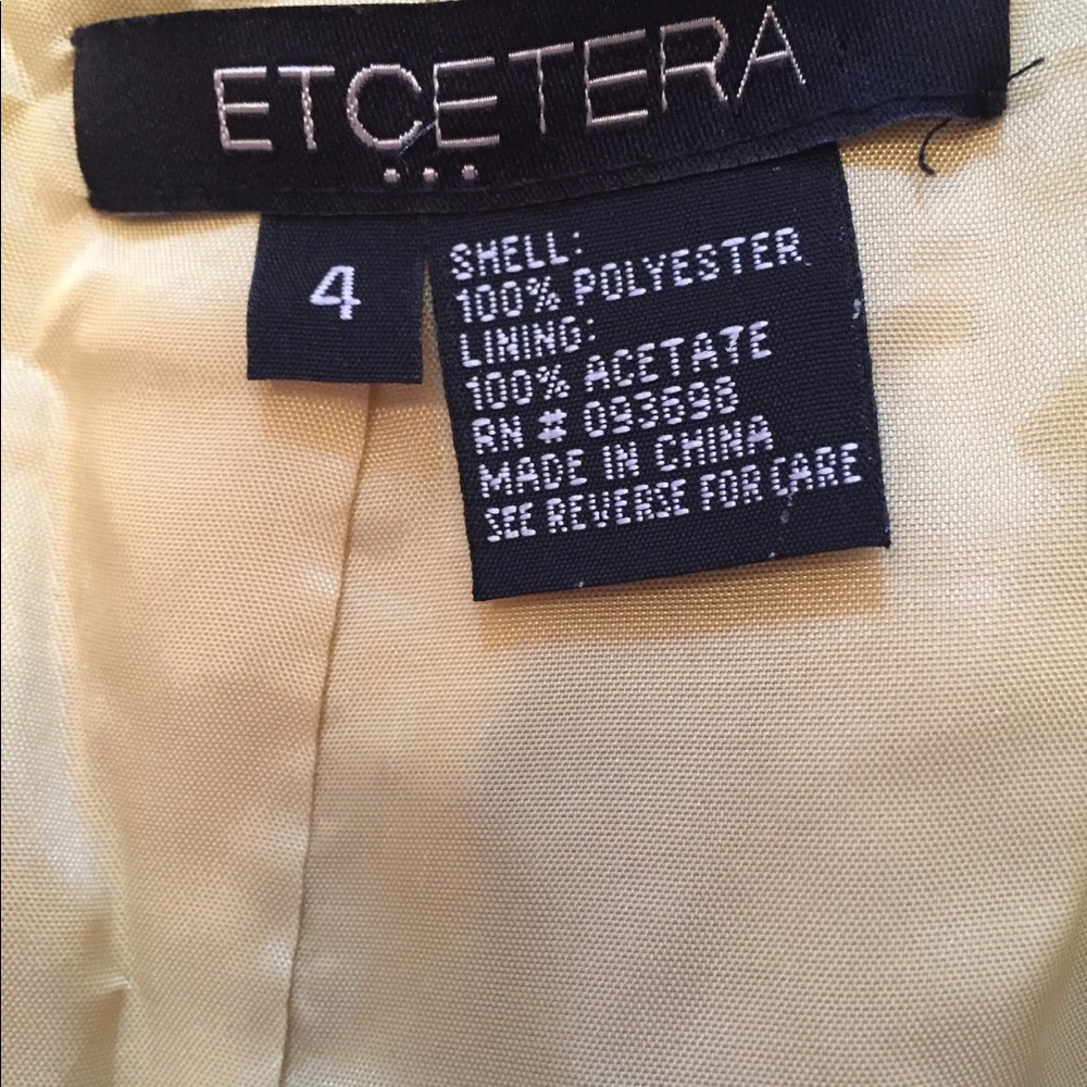 ETCETERA DRESS YELLOW SILVER SHIMMER SHEATH Size 4 - Picture 7 of 7